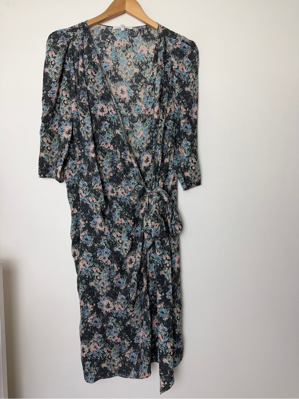 Vanessa Bruno Silk Floral Tie-Waist Midi Dress